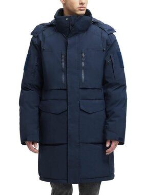 Medium Blue Water Resistant Winter Coat for Men - Warm Thicken Puffer Jacket